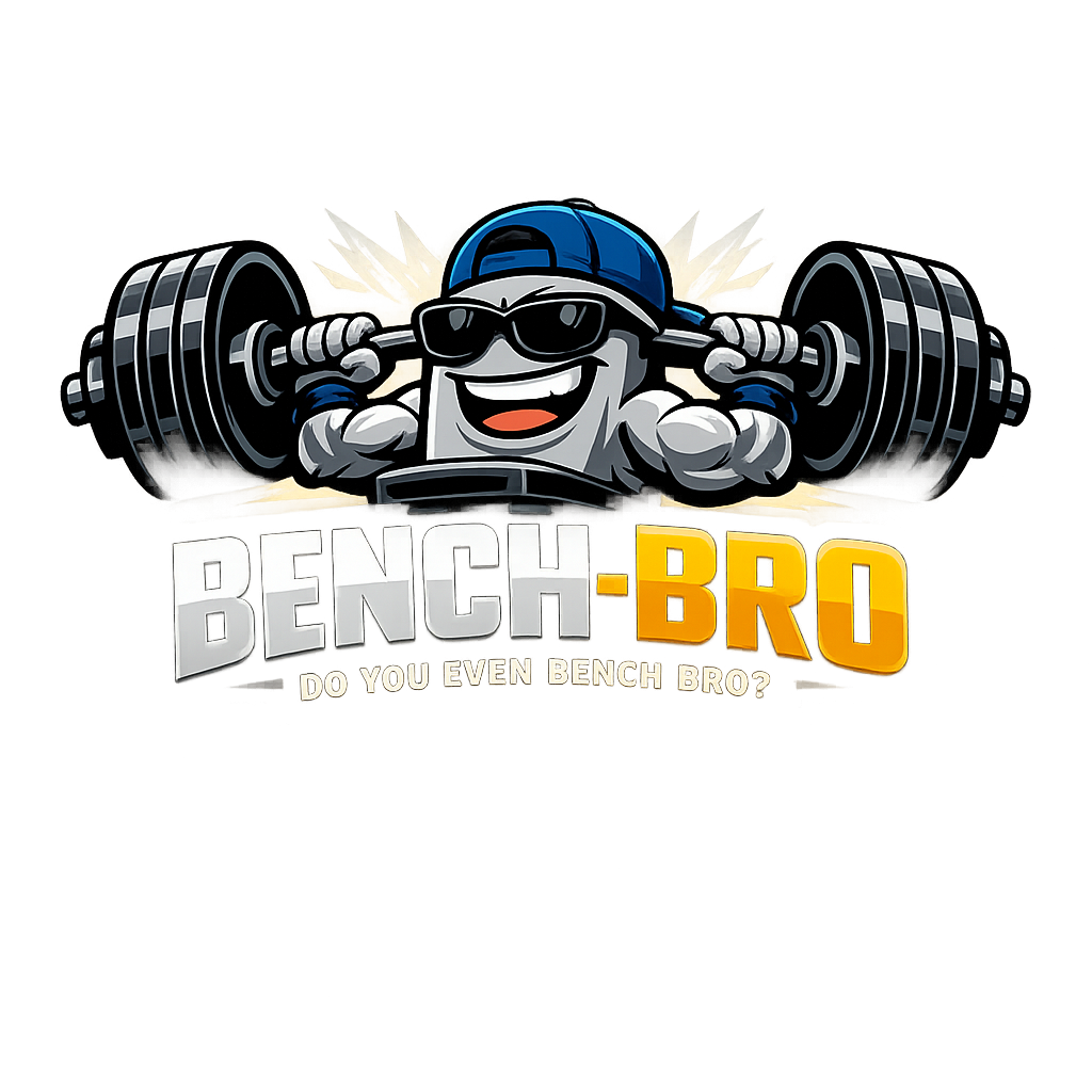 BenchBro mascot lifting a barbell